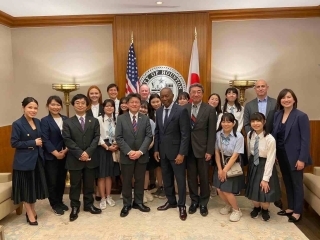 The group pays a courtesy visit to mayor of Houston